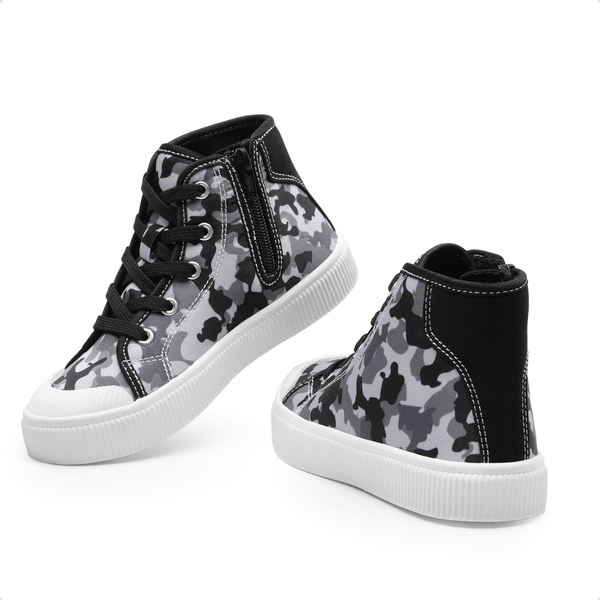 [LilLegends CourtStar] Kids Canvas High-Top Casual Sneakers - BLACK CAMO - 1
